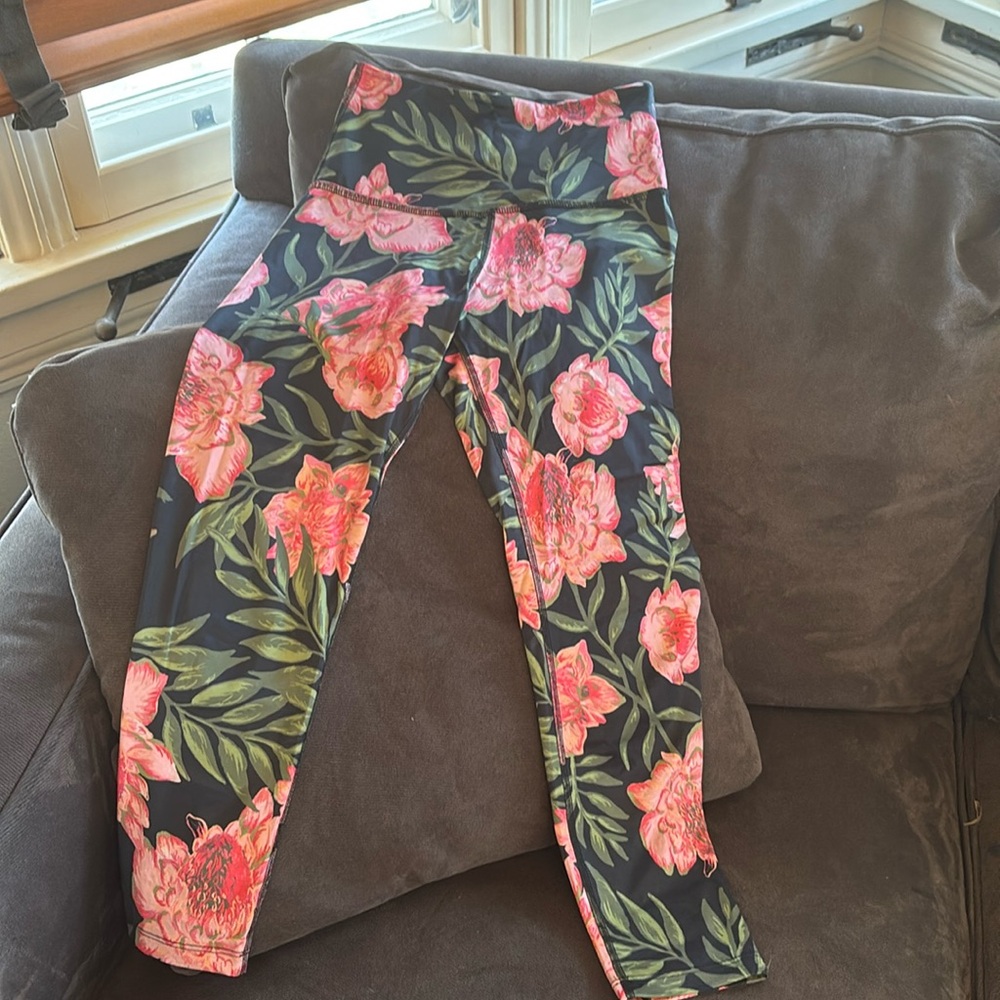 Beyond Yoga Floral-Print High-Waist Leggings, XS